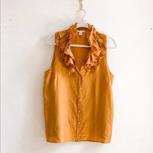 J.crew silk ruffle collar button up blouse